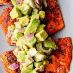 Grilled Salmon with avocado
