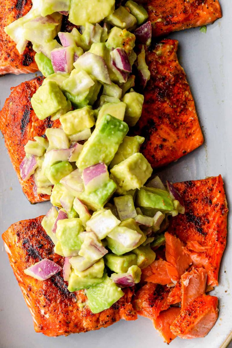 Grilled Salmon with avocado