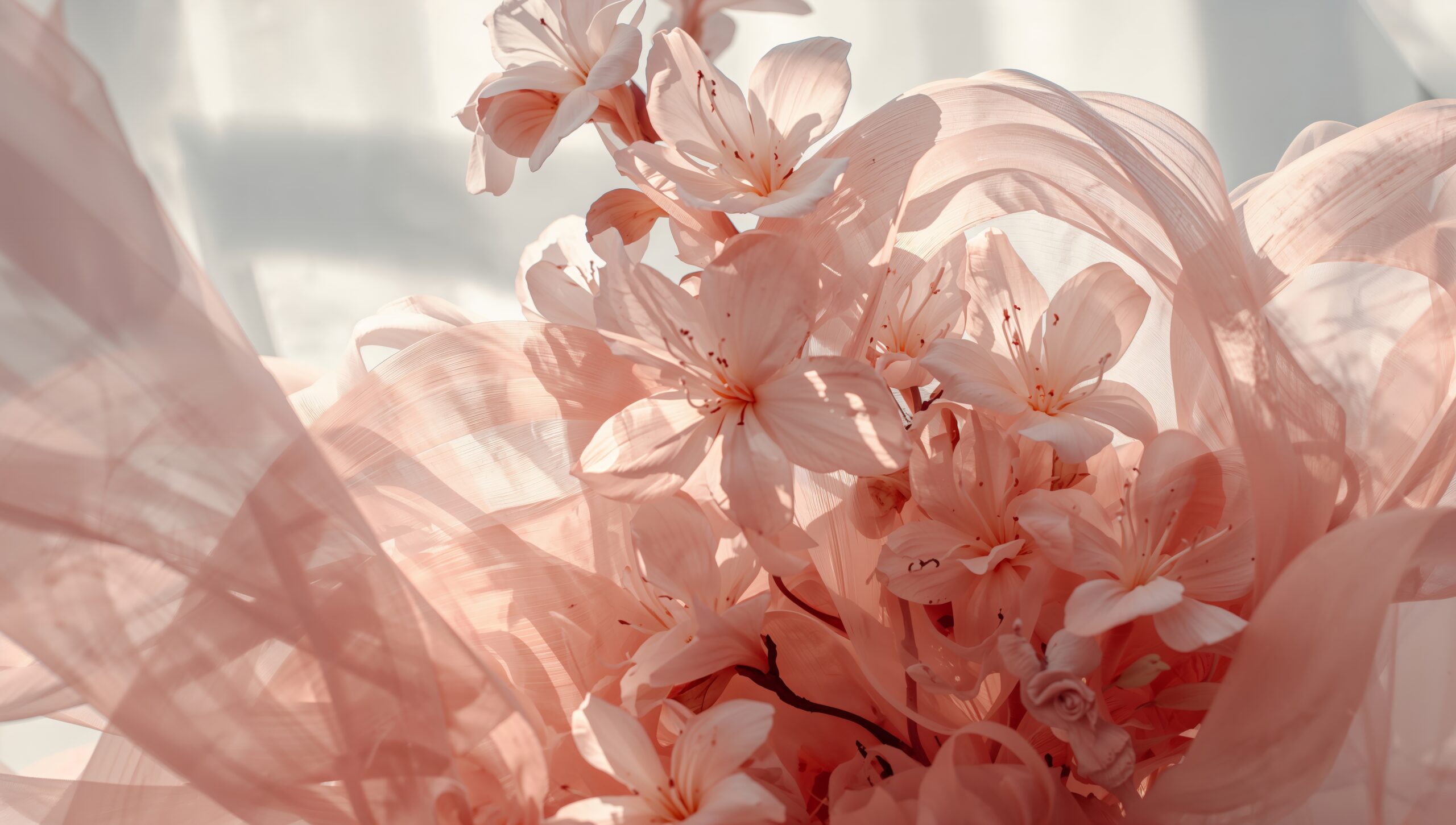 beautiful pink flowers with ribbon
