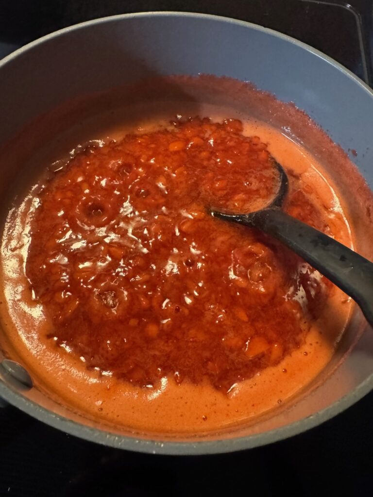 Plant City, FL strawberries cooking for jam